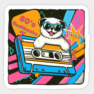 Vintage dog in 80's style Sticker